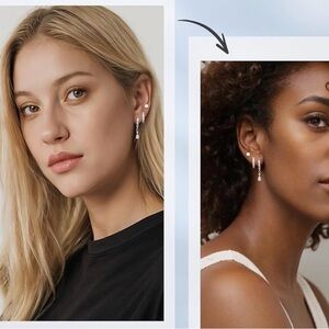 3 pair sterling silver with opal accent earrings